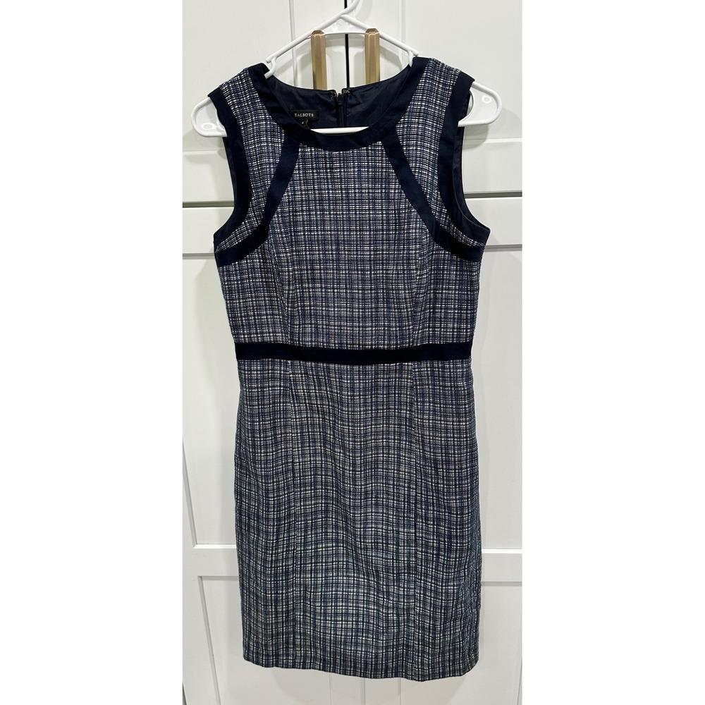 Talbots Plaid Sheath Dress Sleeveless Career Office‎ Wear Size 4
